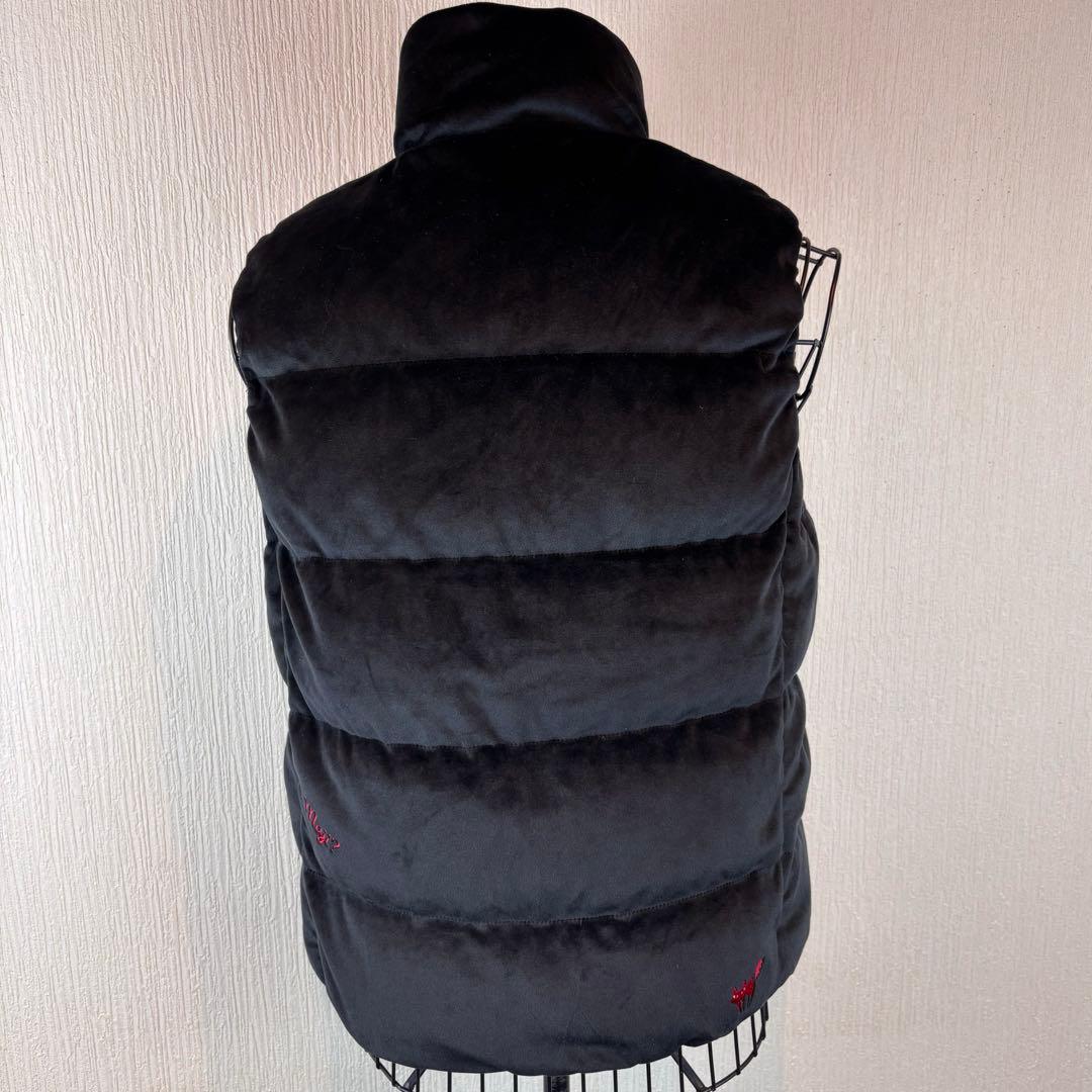 ☆le coq sportif☆M☆黒ベロアダウンベスト☆左胸ロゴ刺繍☆可愛い