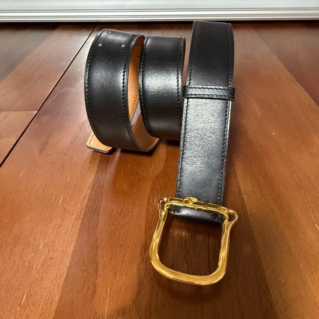 エルメス　ヴィンテージ　ベルト　90 メンズ　黒　ゴールド金具　鎧　ベルト HERMES - 美品 Vintage エルメス HERMES ベルト 1990年 レザー