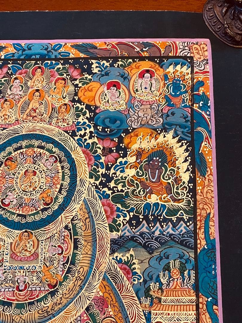 チベット密教 手描き曼荼羅（マンダラ）タンカ 新品・一点物 肉筆画 D4