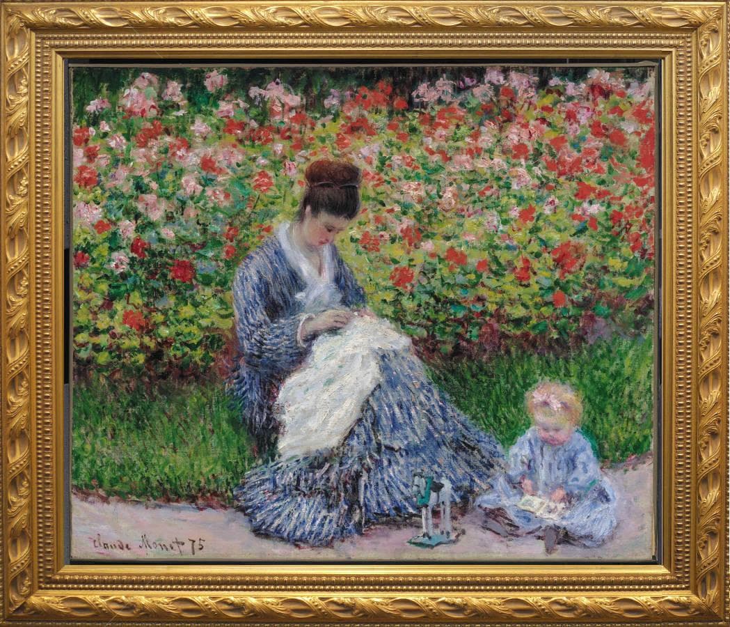 クロード・モネ 『庭のカミーユ モネと子供』 1875年 33×28 複製画