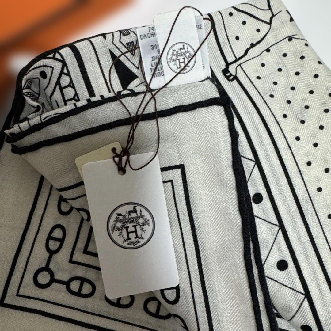 新品未使用 エルメス カレジェアン シュヴァル・ドゥ・クール 140 白黒