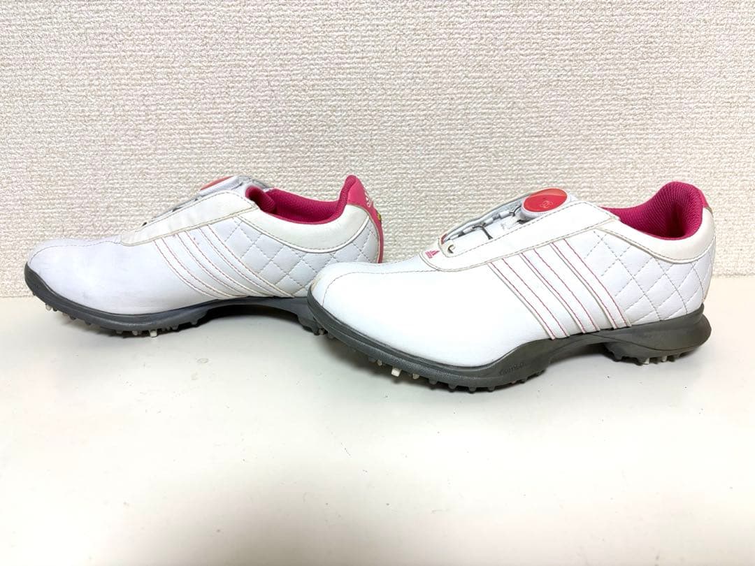 adidas アディダス ゴルフ シューズ 22.5cm ホワイト×ピンク - メルカリ