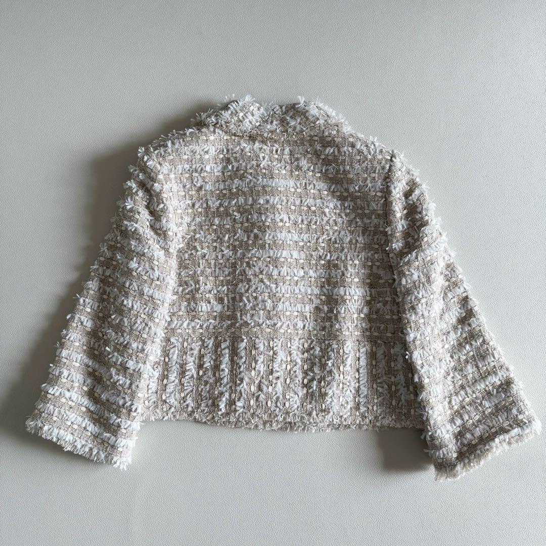 美品 フォクシー ツイードジャケット ピンクベージュ 38 - メルカリ