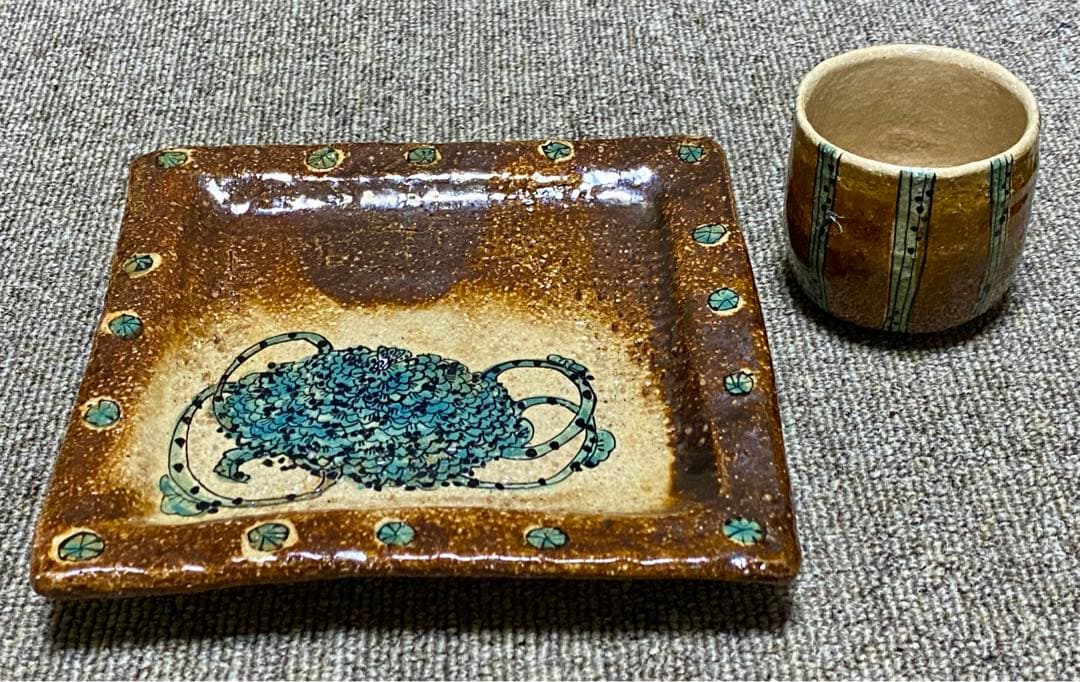 脇山さとみ 蓮絵皿 蓮湯呑み セット 脇山さとみ | STORES