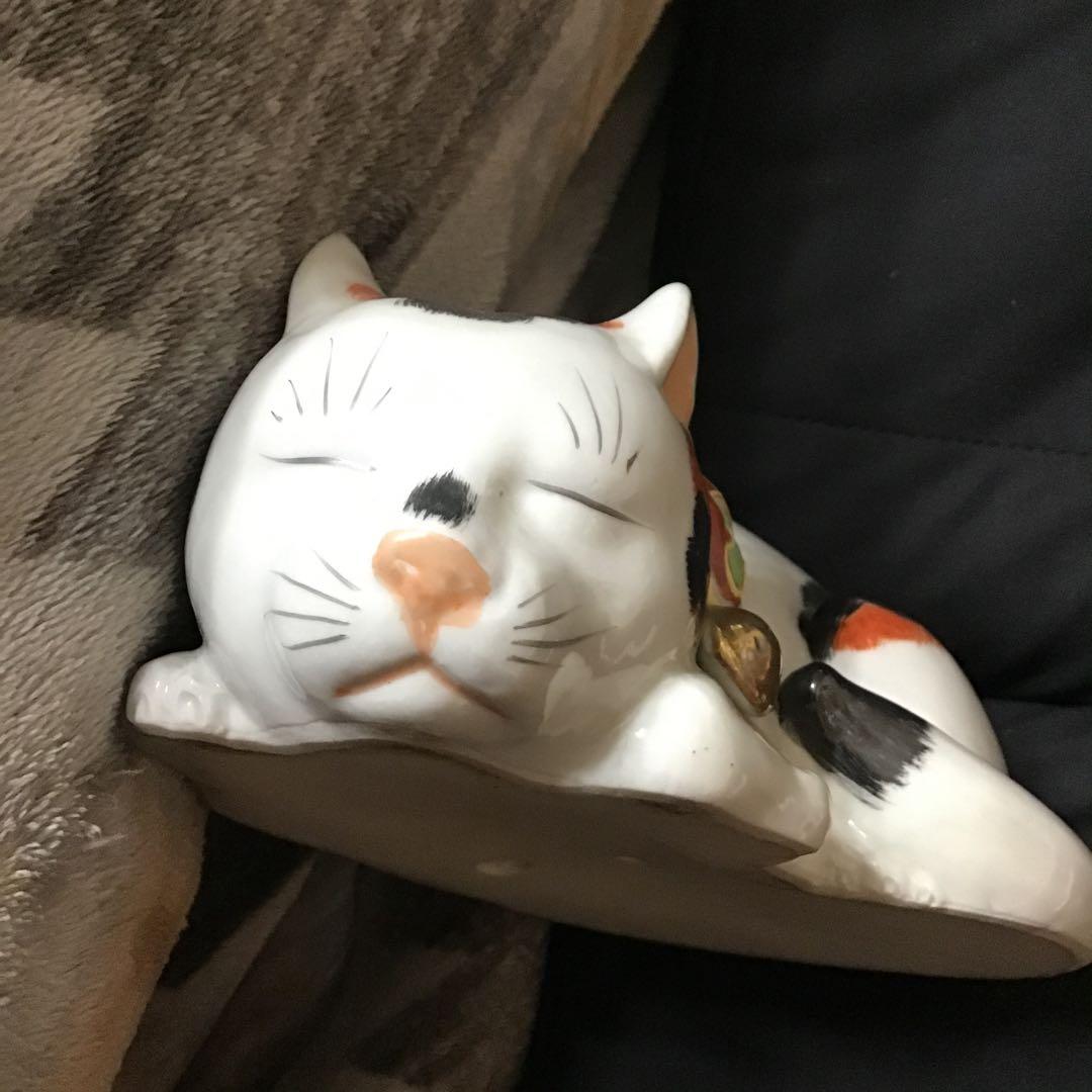 昭和レトロ 陶器 焼き物 眠り猫 眠りネコ 2匹 縁起物 置物 - メルカリ