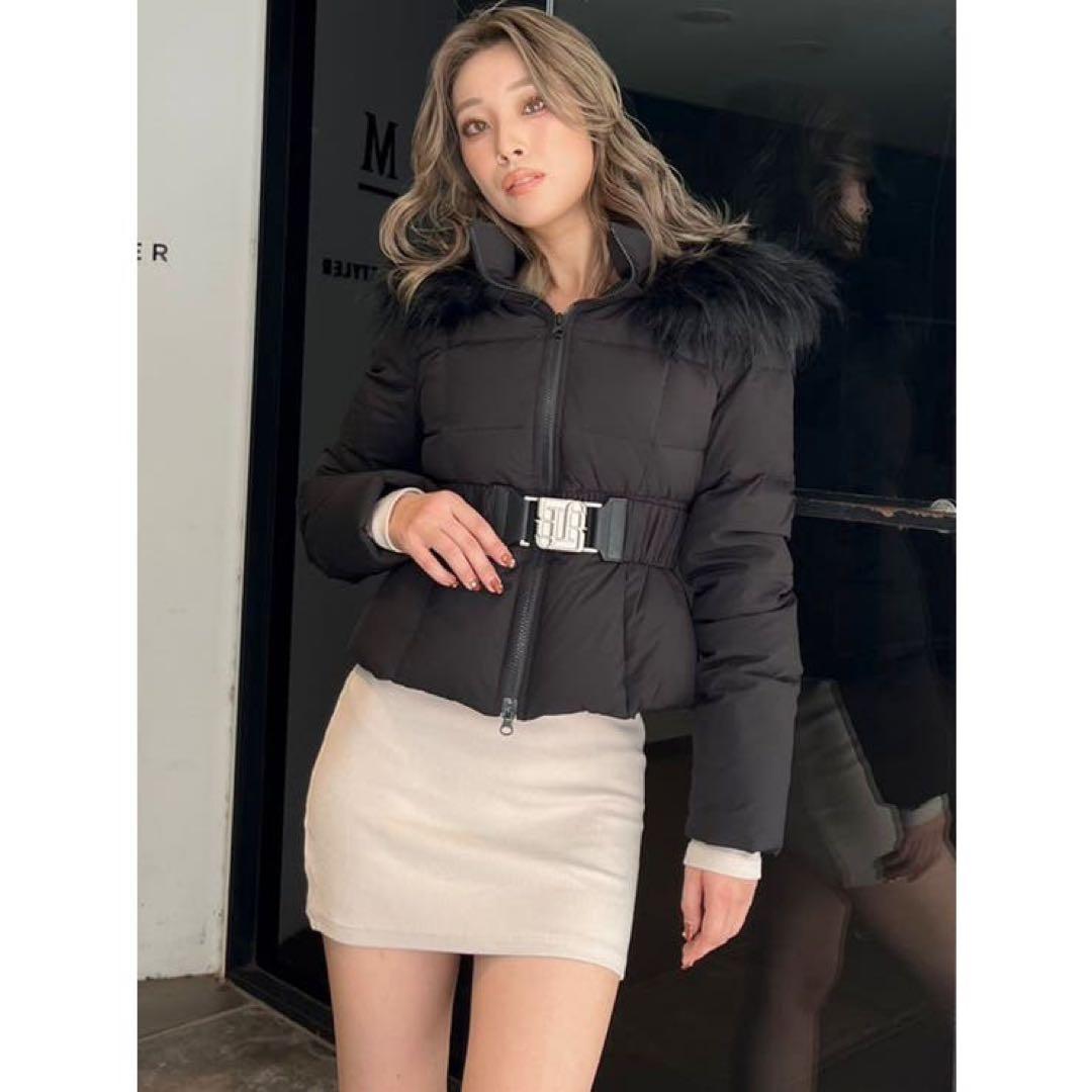 GYGYベルト付きショートダウンコート　gyda ジェイダ GYDA GYGYベルト付きショートダウンコート （ブラック） -靴