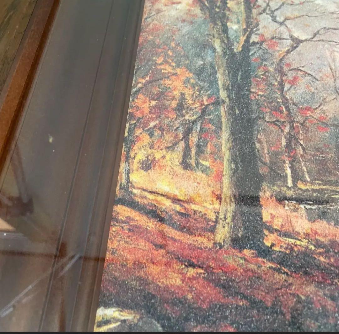 水晶画】世界の名画 ロバート・ウッド 10月の朝 風景画 秋景色 風景画