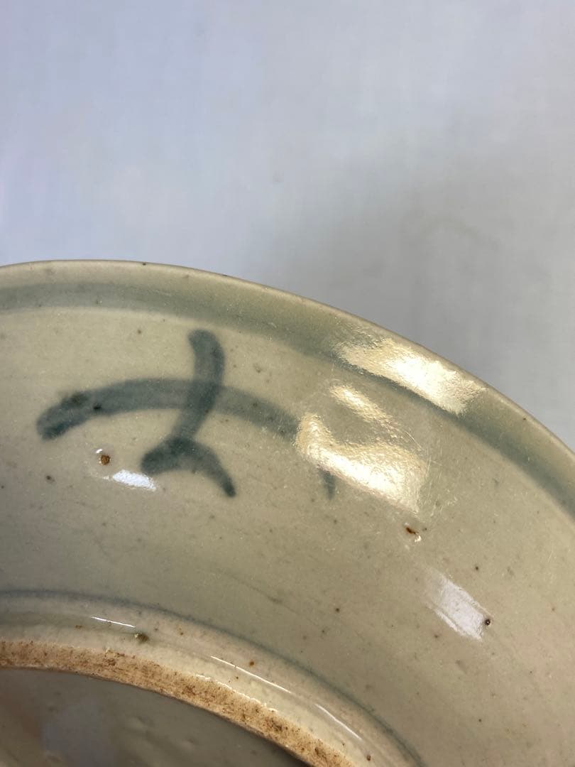 1114中国 清時代 青華花卉紋中皿② アンティーク 送料込み1115