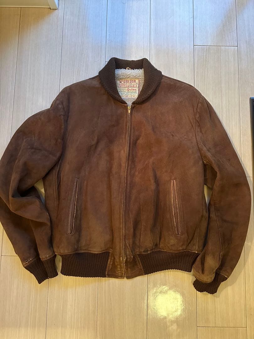 Vintage 60s M'GREGOR スエード スタジャン ブラウン 古着 60s USA製 McGREGOR 「Shampoo Suede With Scotchgard」 本革