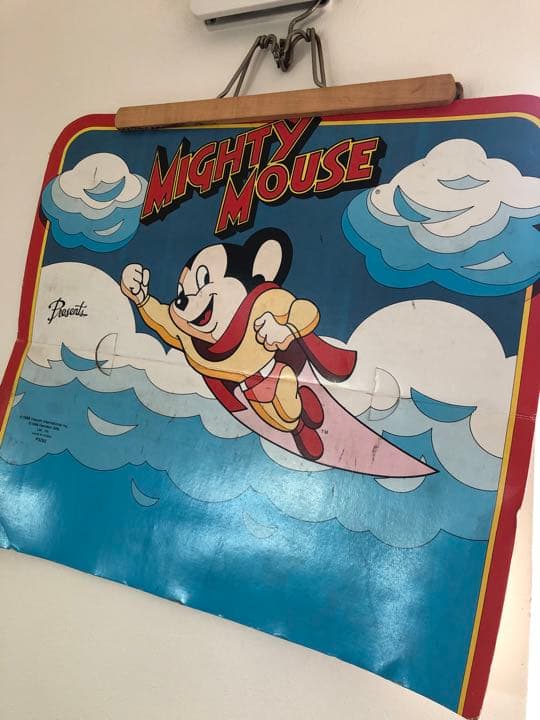 マイティーマウスMIGHYMOUSEヴィンテージ非売品ポスターアメトイガレージに マイティマウス Mighty Mouse インテリアピクチャー ポスター