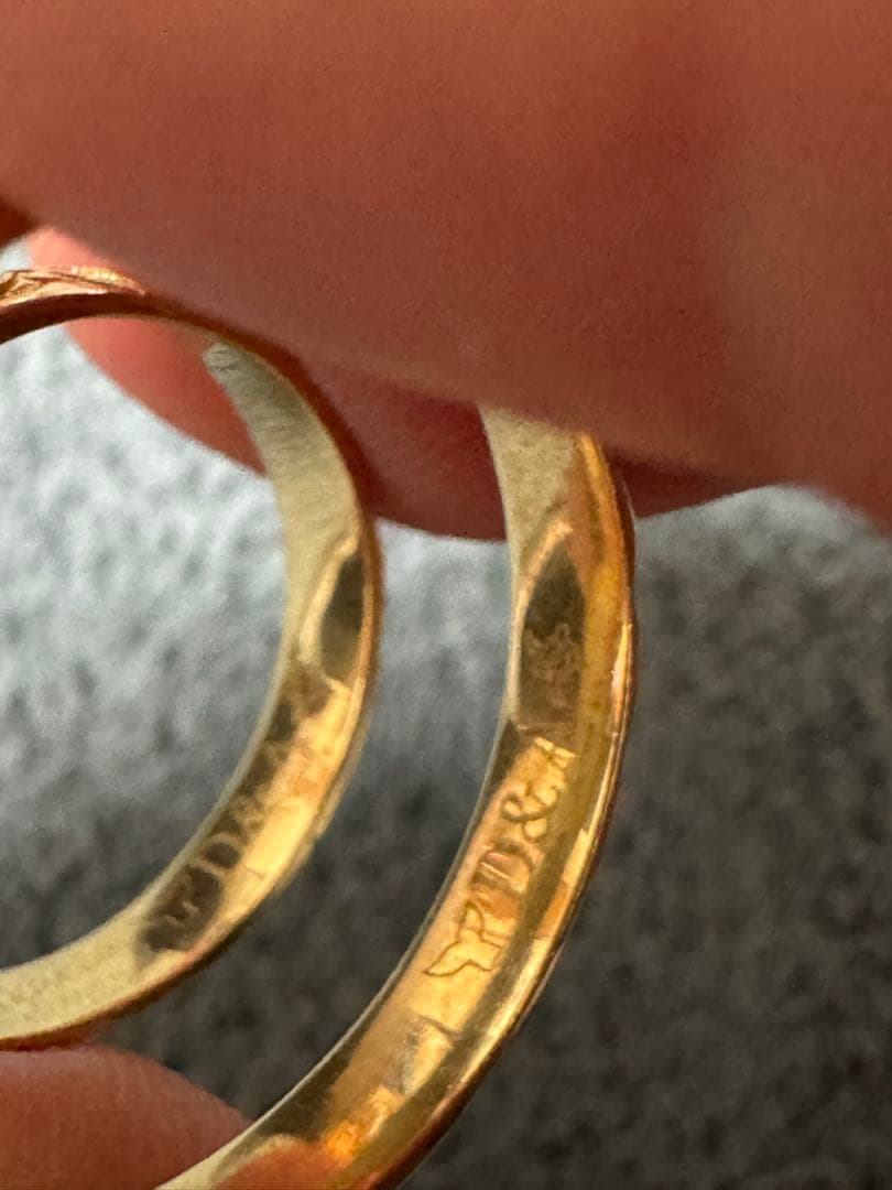 注:内側に刻印あり】 K14 ゴールド リング 2g 9号と20号（特注