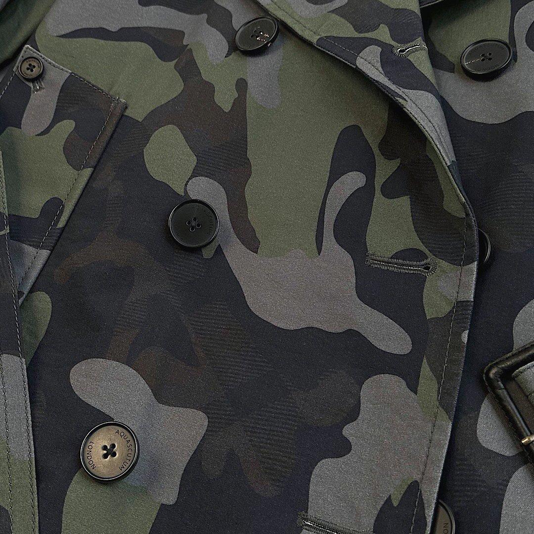 アクアスキュータム 定価18万 英国製 トレンチコート カモフラ 36 撥水