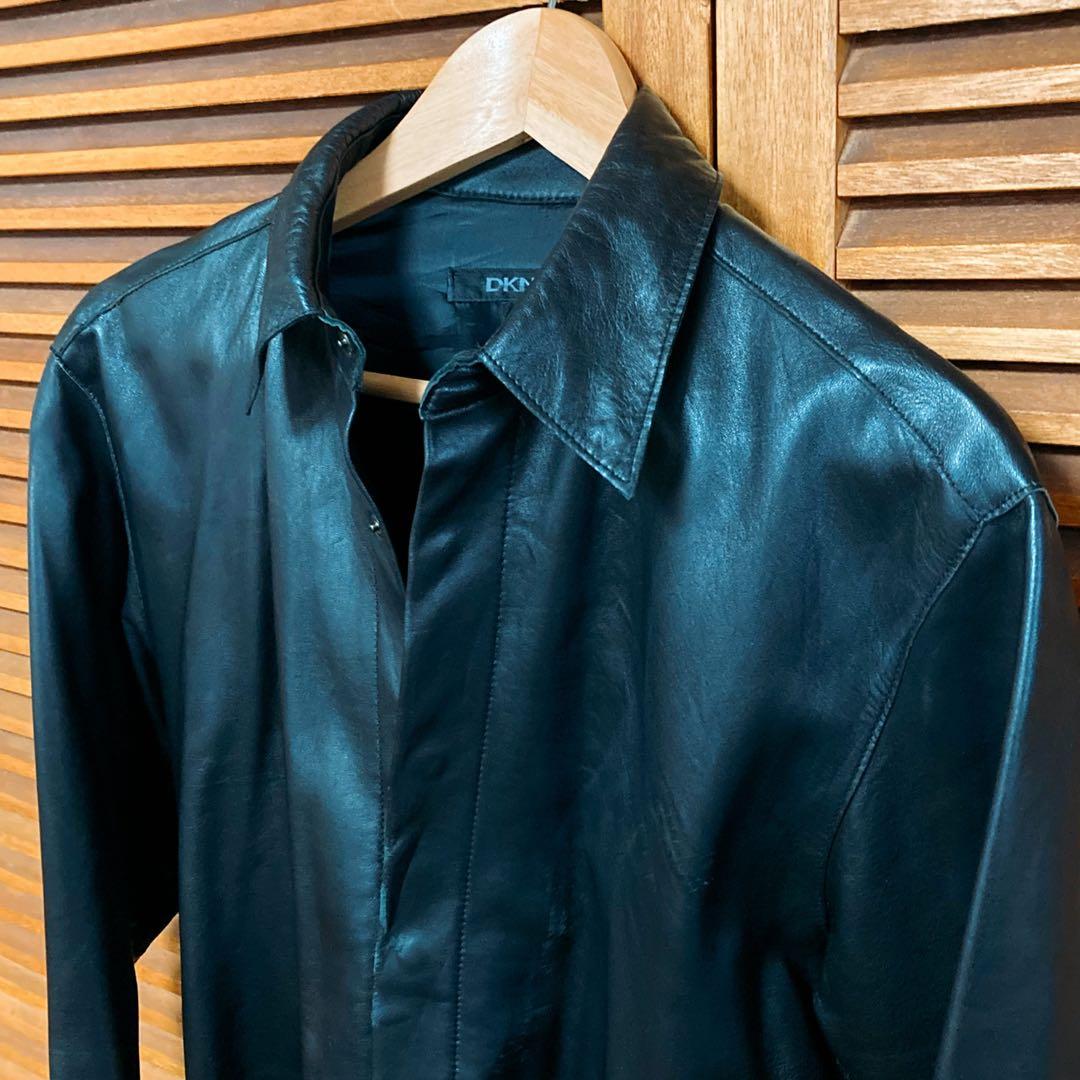 ダナ・キャラン【DKNY】ラムレザー シャツ ジャケット 革ジャン
