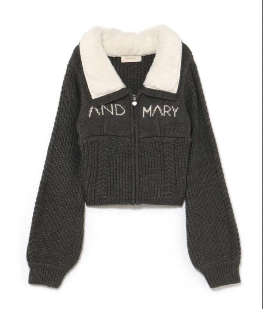 トップス andmary mary logo zip tops gray ANDMARY】Mary logo zip tops