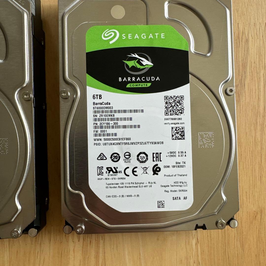 Seagate Barracuda 6TB HDD 2台 合計 12TB SEAGATE ST6000DM003 6TB×2