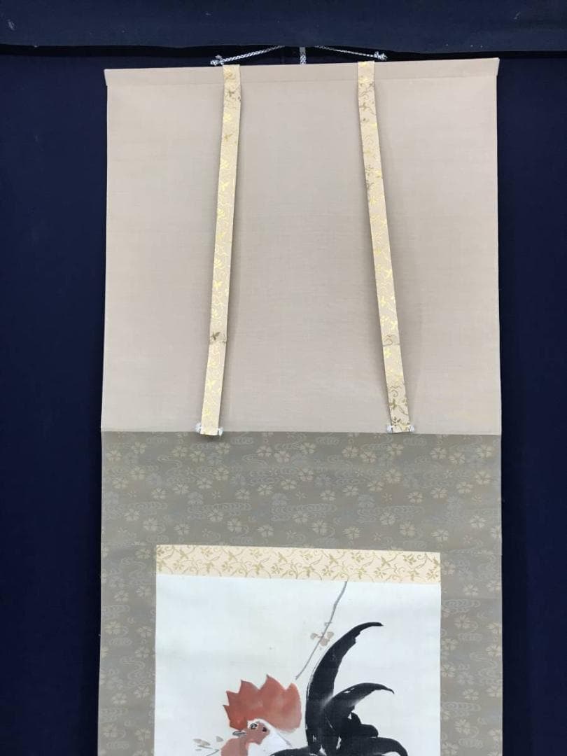 【真作】橋本陵華/梅花之鶏/鶏図/双鶏図/掛軸/名家伝来/AC-337