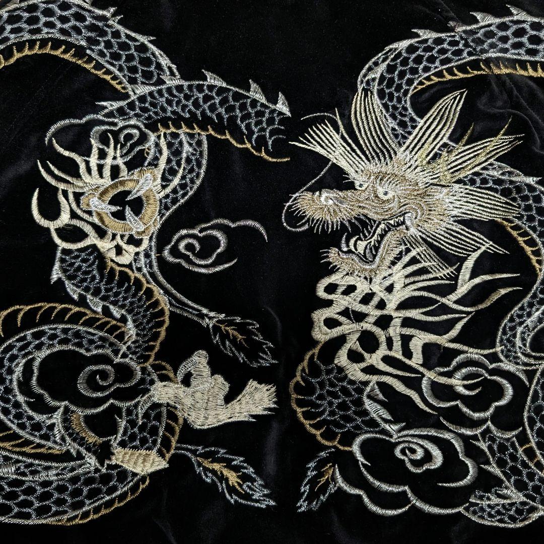 Hoshihime 星姫 別珍/ベロア スカジャン つなぎ双龍両面刺繍 中綿入り