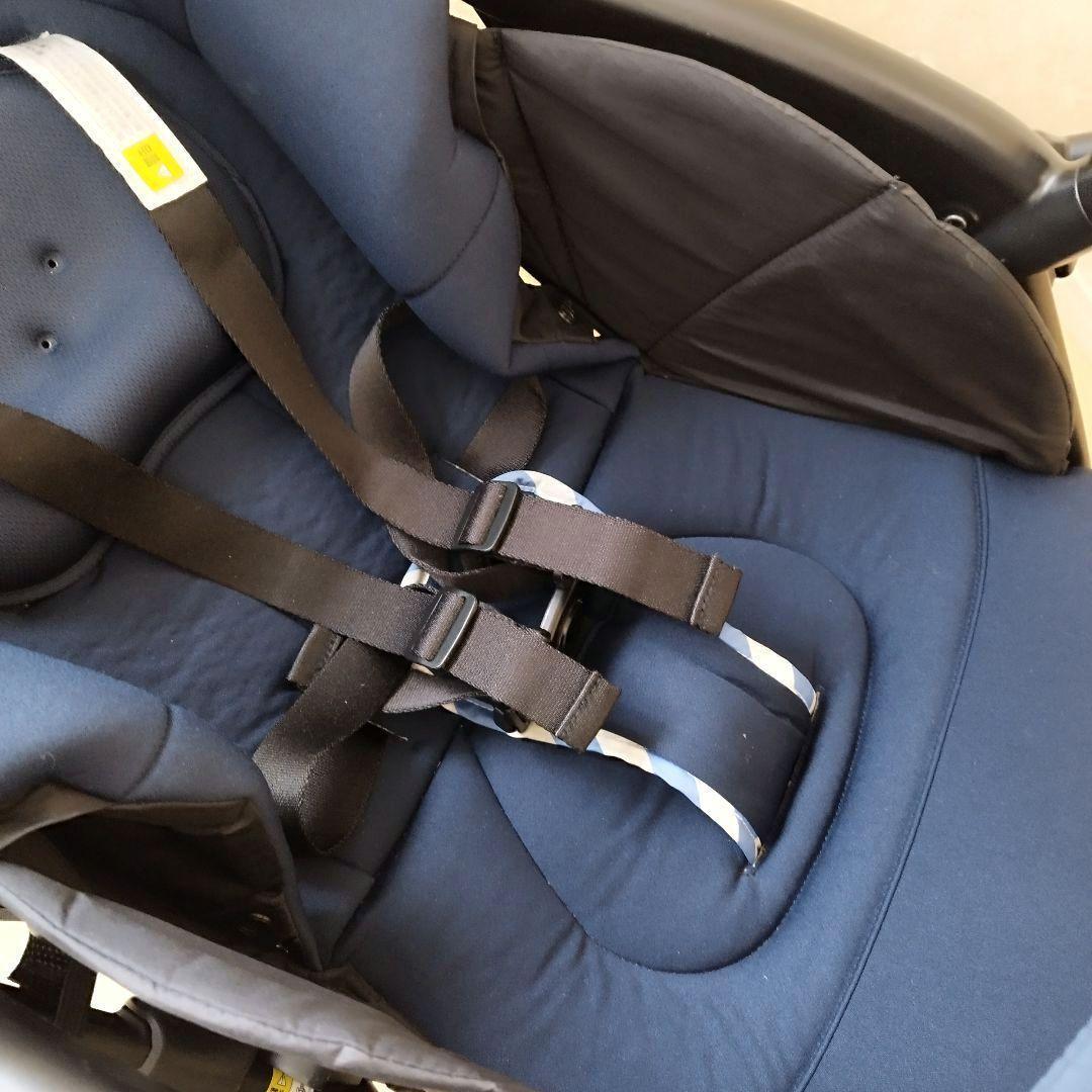 美品 アップリカ ラクーナエアーAC レザー調ハンドル マリンボーダー