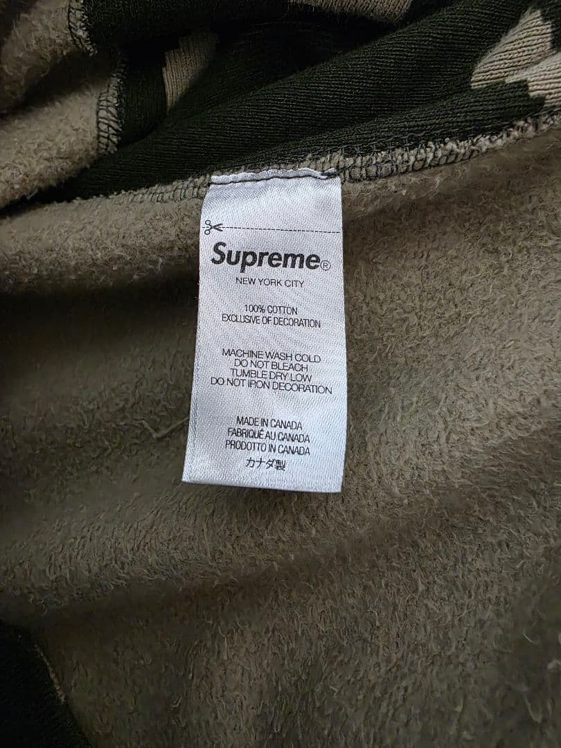 Supreme パーカー Lサイズ カーキ オリーブ カモフラ フーディー 美品