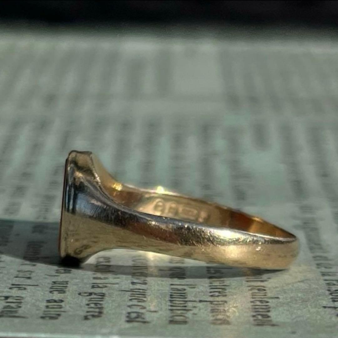 シグネットリング 英国 イギリス ヴィンテージ 9金 9k k9 カーネリアン