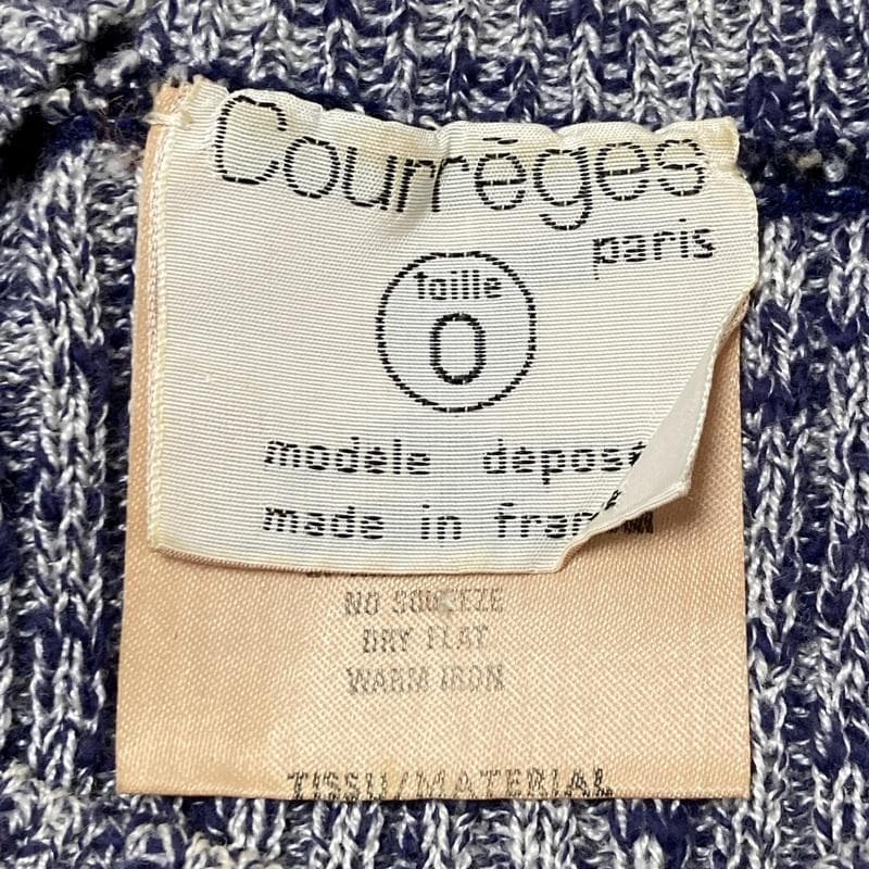 大人気】courrèges クレージュ メランジニット 半袖 ロゴ刺繍 ブルー