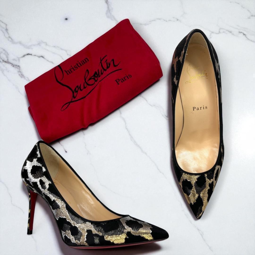 クリスチャンルブタン ポインテッドパンプス レオパード 36 23cm Christian Louboutin クリスチャンルブタン パンプス レザー ブラック