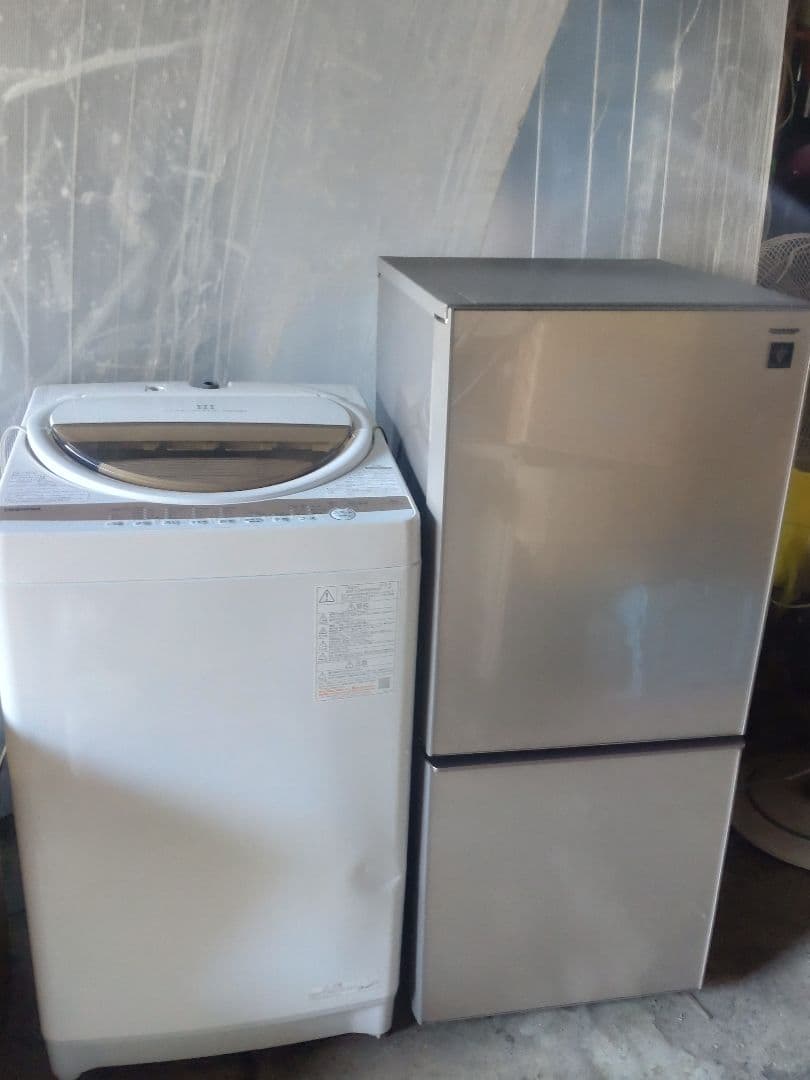 TOSHIBA洗濯機　2022年　SHARP冷凍冷蔵庫　2017年　【配送可】 中古家電セット( 冷蔵庫 SHARP 152L 2021年製 SJ-15E8-KW 洗濯機