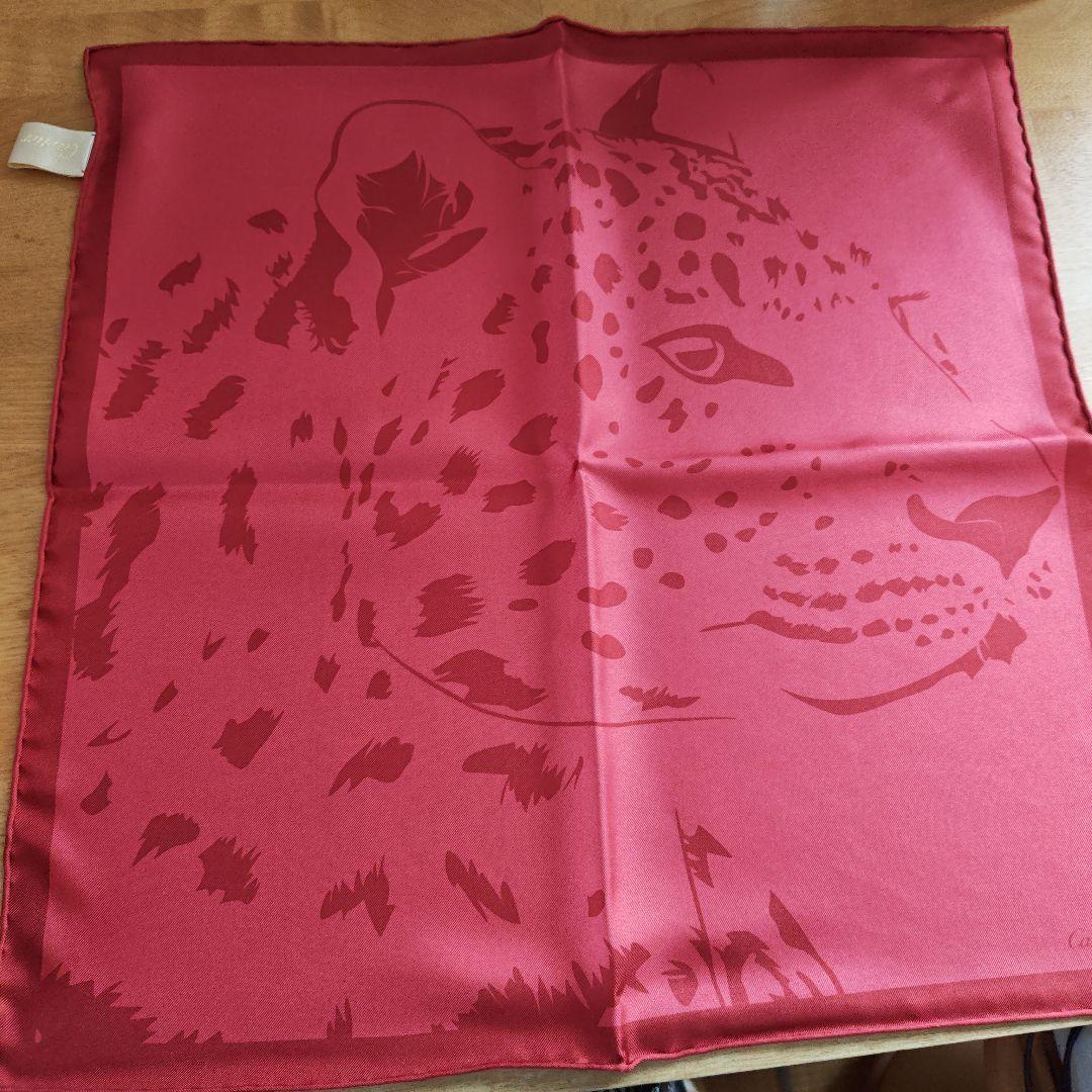 Cartier ヒョウ柄 赤 スカーフ 中古・古着通販】Cartier (カルティエ) パンテール レオパード