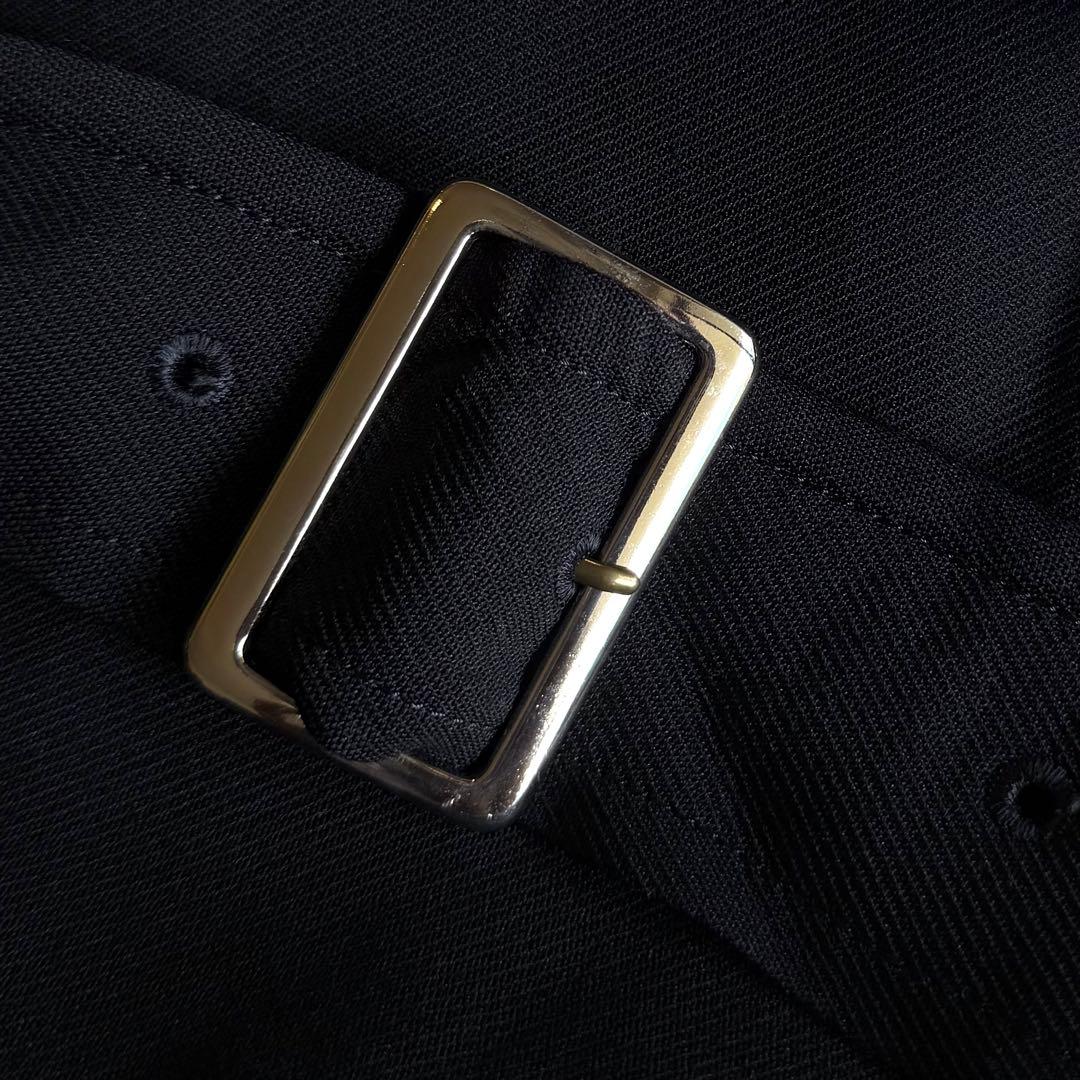 《美品》 コムデギャルソン オム ドゥ ポリ縮 トレンチコート ネイビー S