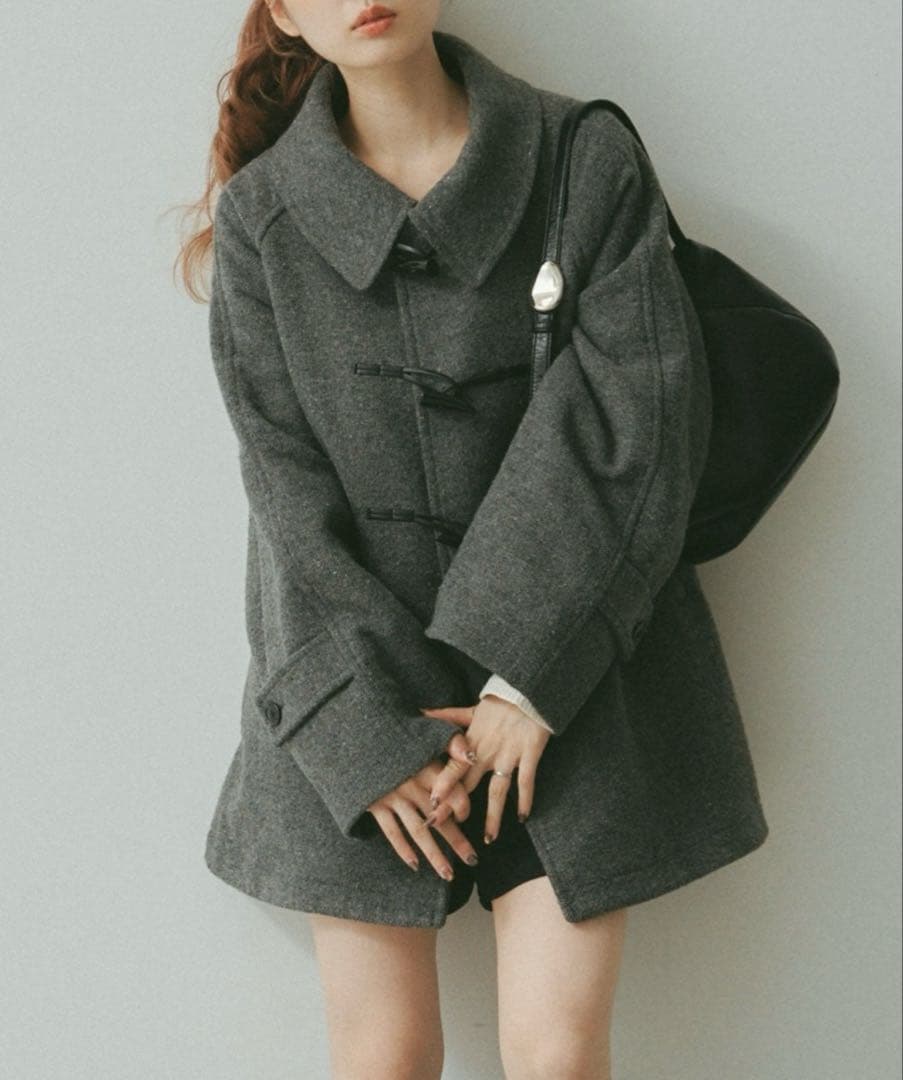 Kastane ダッフルフレアコート チャコールグレー ベスト付き - メルカリ