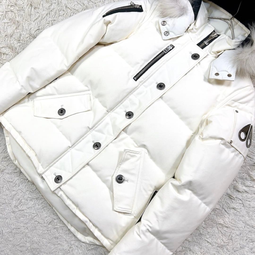 ムースナックルズ ダウンジャケット 2way リアルファー S ホワイト