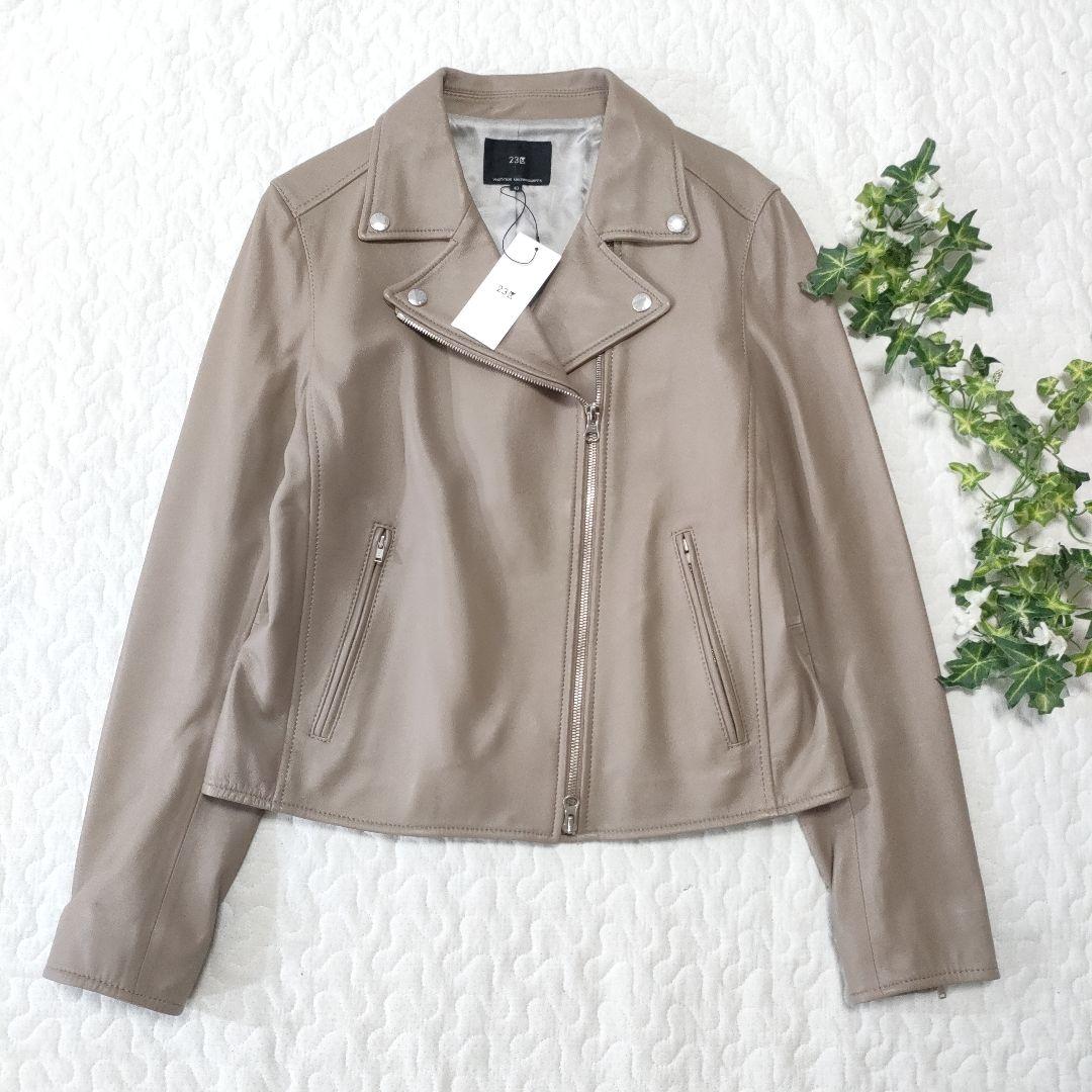 試着のみ美品✨23区 ラムレザーダブルライダースジャケット ベージュ