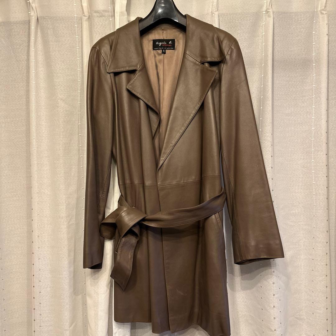 値下げしました！アニエス・ベー　ブラウン レザー トレンチコート ベーシック ツイル トレンチコート（6236WU37023） | TO B