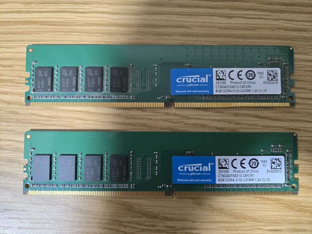 crucial 8GB DDR4 2133MHz × 2本 16GBセット - メルカリ