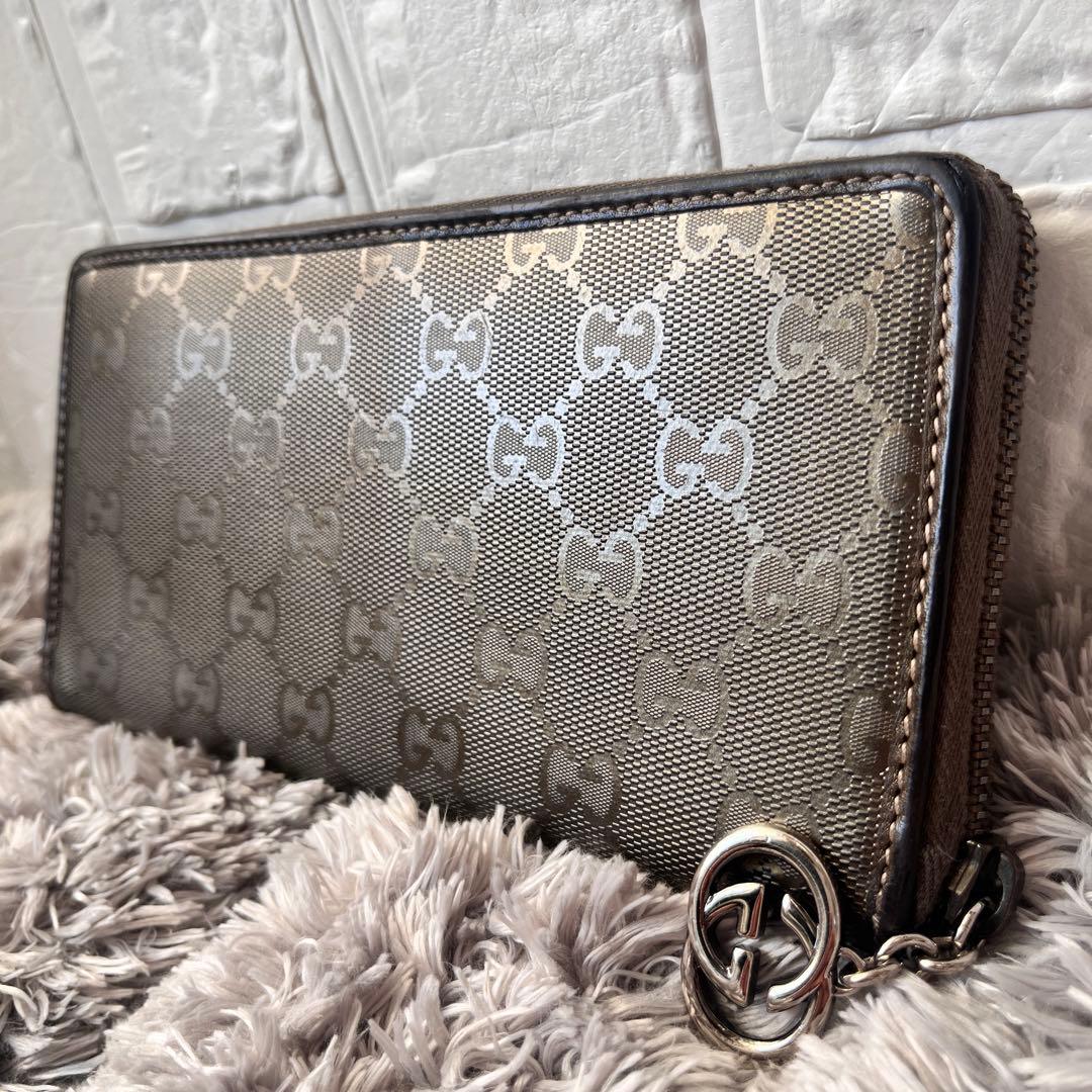 極美品✨グッチ GGメタリック　インプリメ　長財布　ラウンド　インターロッキング brandream_g-978