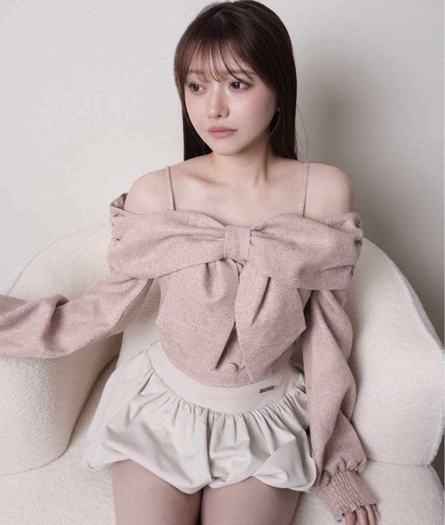 LIPSERVICE リボンオフショルロングスリーブトップス セール】リボンオフショルロングスリーブトップス（シャツ/ブラウス