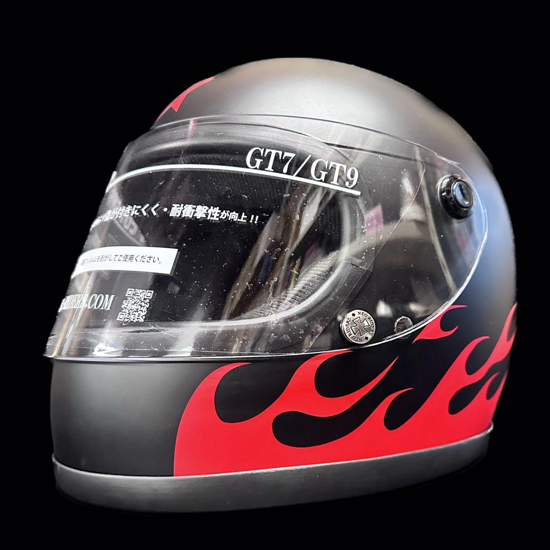 族ヘル フルフェイス ヘルメット 湘爆 ファイヤー 旧車 バイク 艶消し