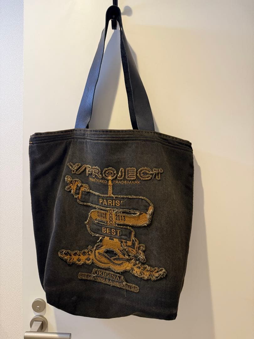 Y/PROJECT ブラックデニムトートバッグ Y/Project レディース マキシワイヤー カバス デニムバッグ の
