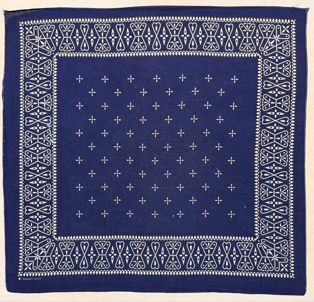 レア表記 ○マーク クロス柄 オリジナル ネイビー ビンテージバンダナ