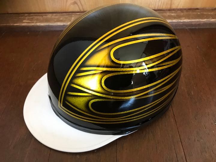 黒金ラメ ファイヤーパターン コルク半 ヘルメット フレア マグザム ZX
