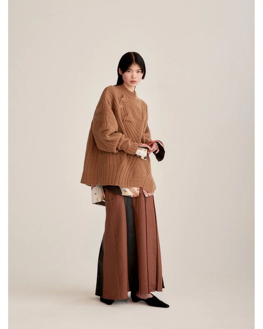 美品 タグ付 Mame Kurogouchi ケーブルニット キャメル サイズ2 - メルカリ