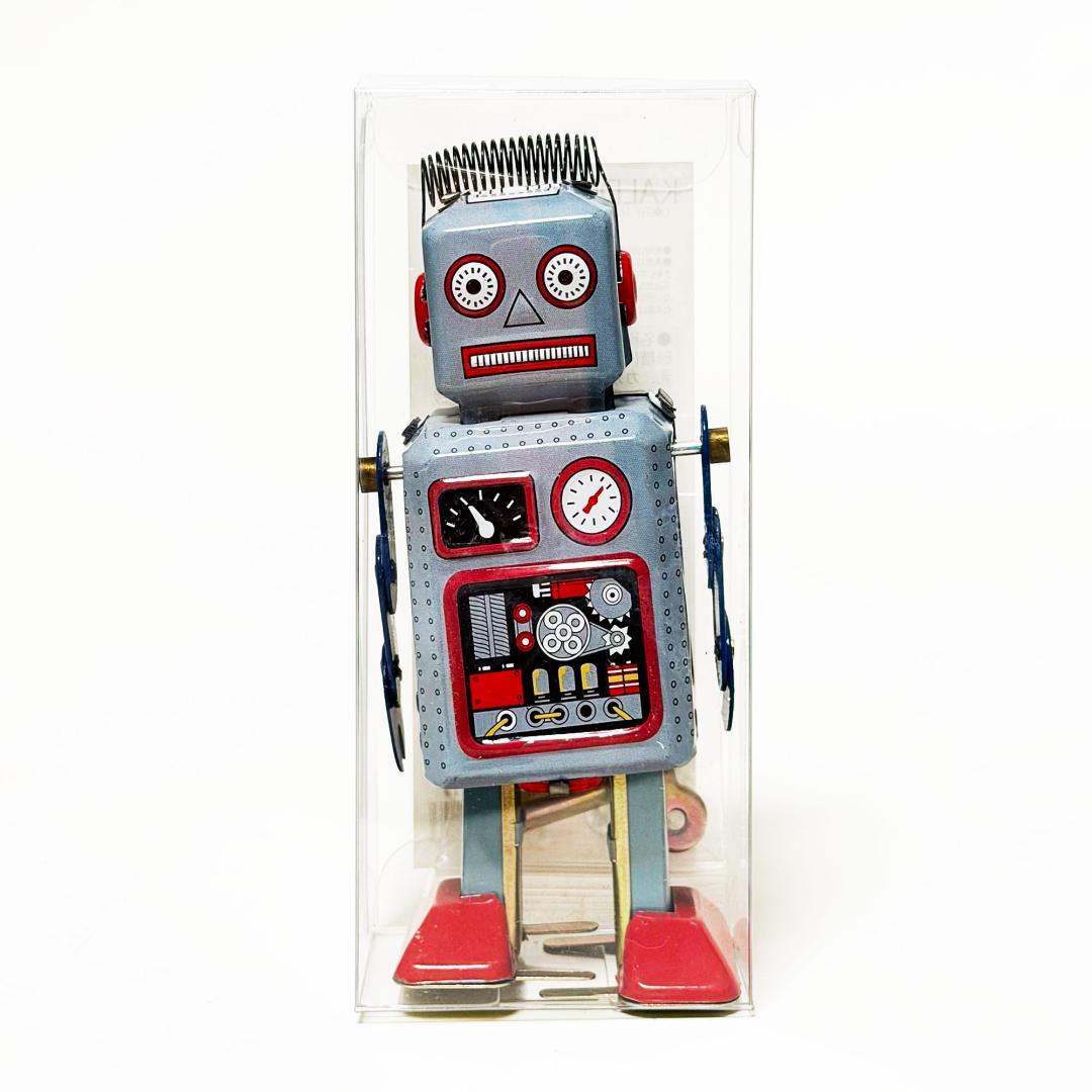 □昭和レトロ ブリキゼンマイ式歩行ロボット/ブリキロボット/ミニ