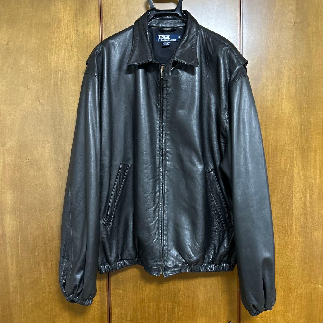 ポルトガル製XL ポロラルフローレン レザースイングトップジャケット ポニー無し ポルトガル製XL ポロラルフローレン レザースイングトップジャケット