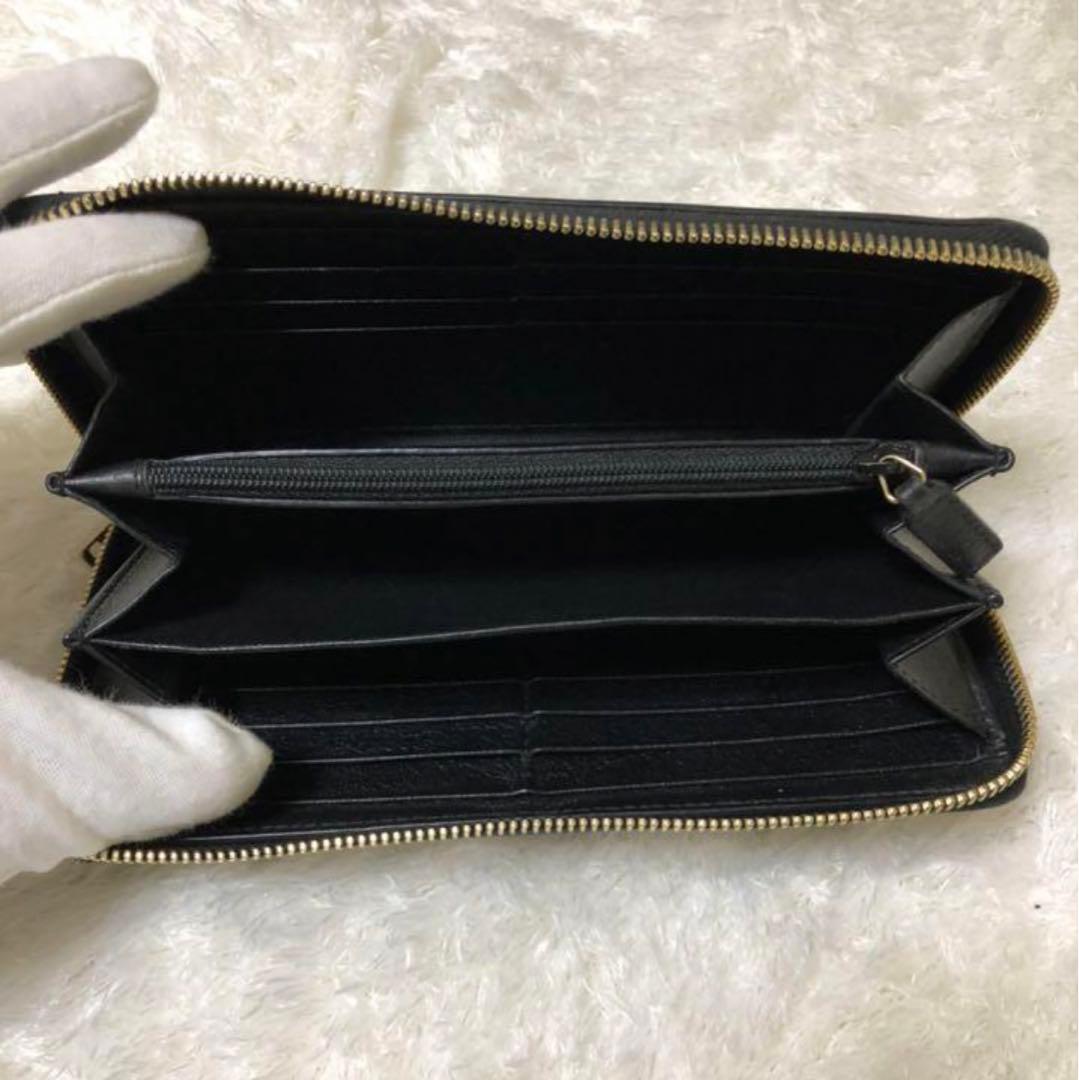 美品】イヴサンローラン 長財布 ラウンドファスナー ブラック YSL