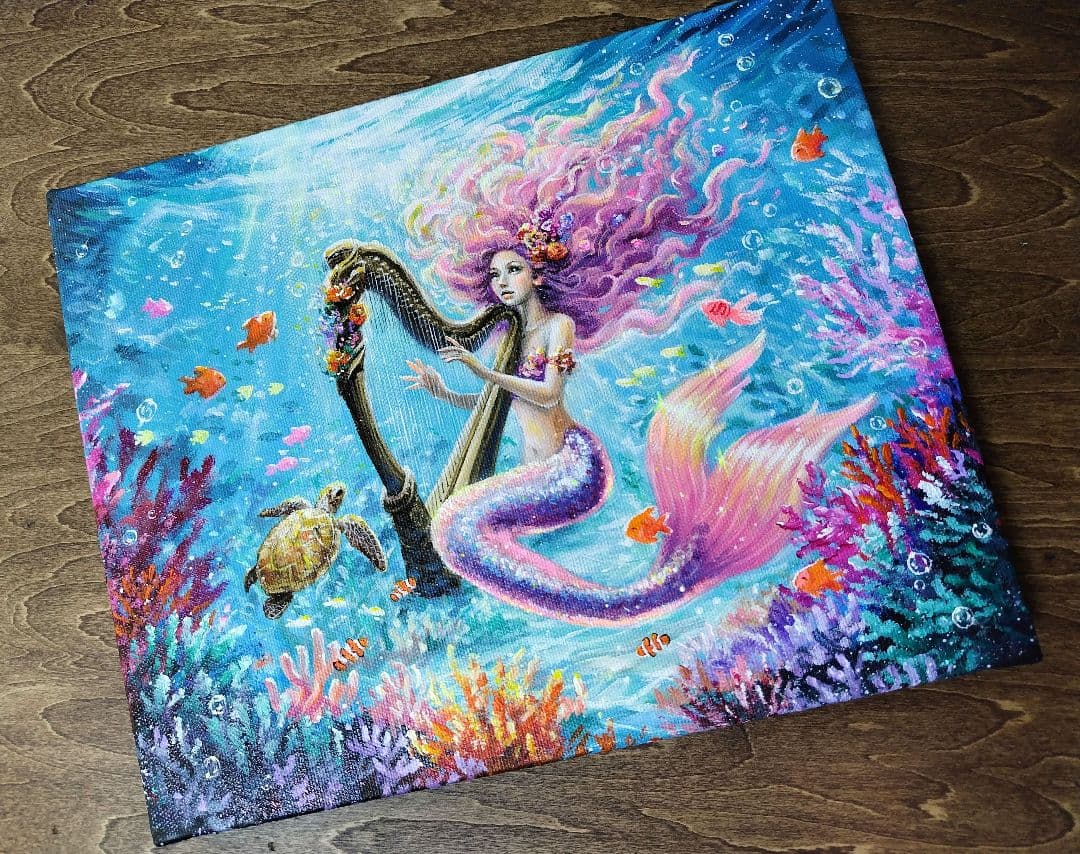 チ*ケ様 【美しい音色】アクリル画 F3 風景画 絵画