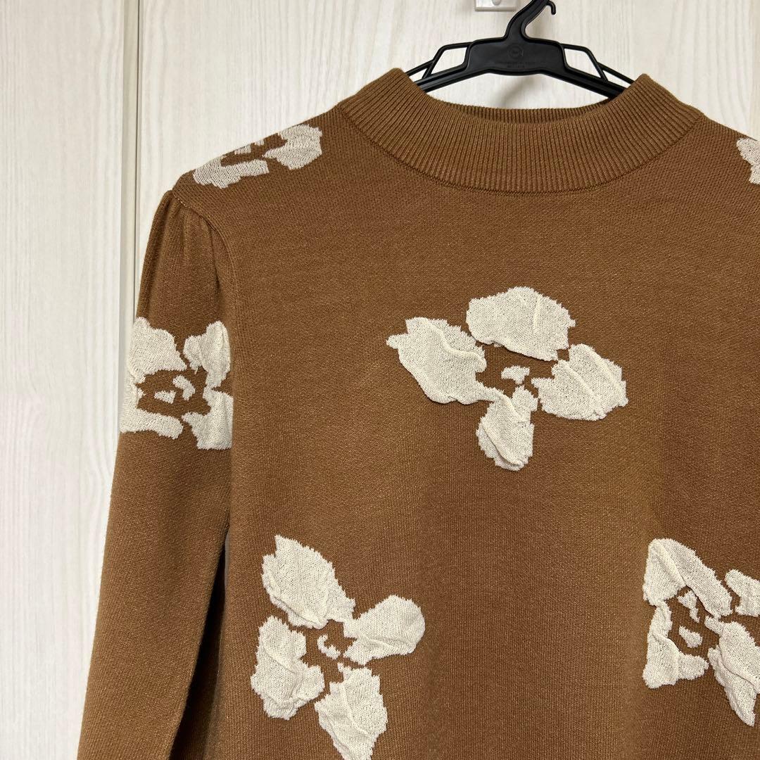 しまむら リノルーセ linoluce 花柄 淡茶 Lサイズ セーター - メルカリ