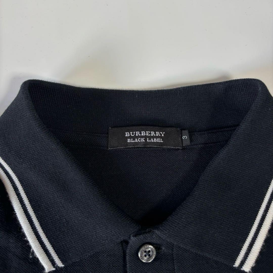 美品BURBERRYBLACKLABEL半袖ポロシャツバーバリーブラックレーベル