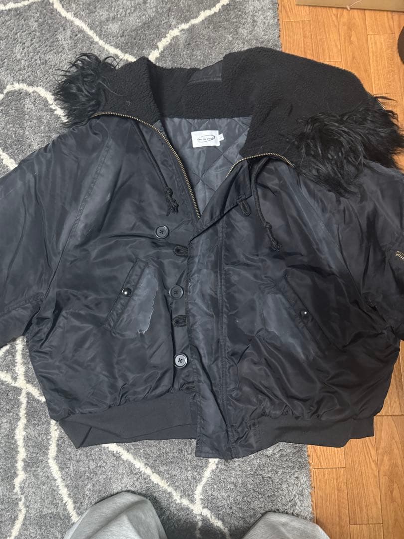 Y2K N2B OPIUM 短丈 フライト ボンバージャケット ファーフード47