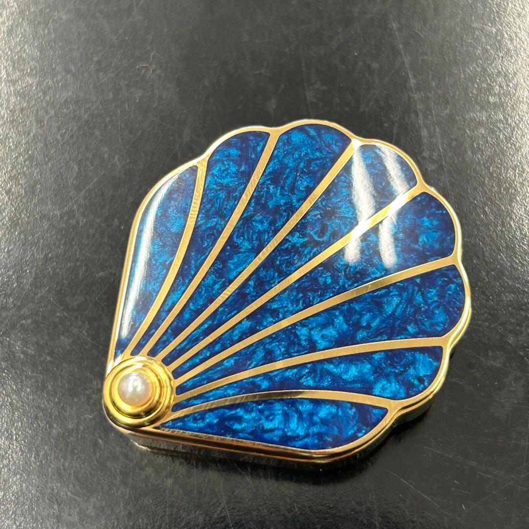 美品】 MIKIMOTO ミキモト 手持ち時計 ブルー ゴールド 真珠付 貝型