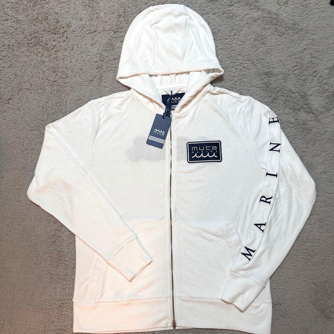 muta★ドライパイルパーカー★ホワイト★XL BANDEL（バンデル） ムータ BANDEL x muta BICOLOR PULLOVER HOODIE